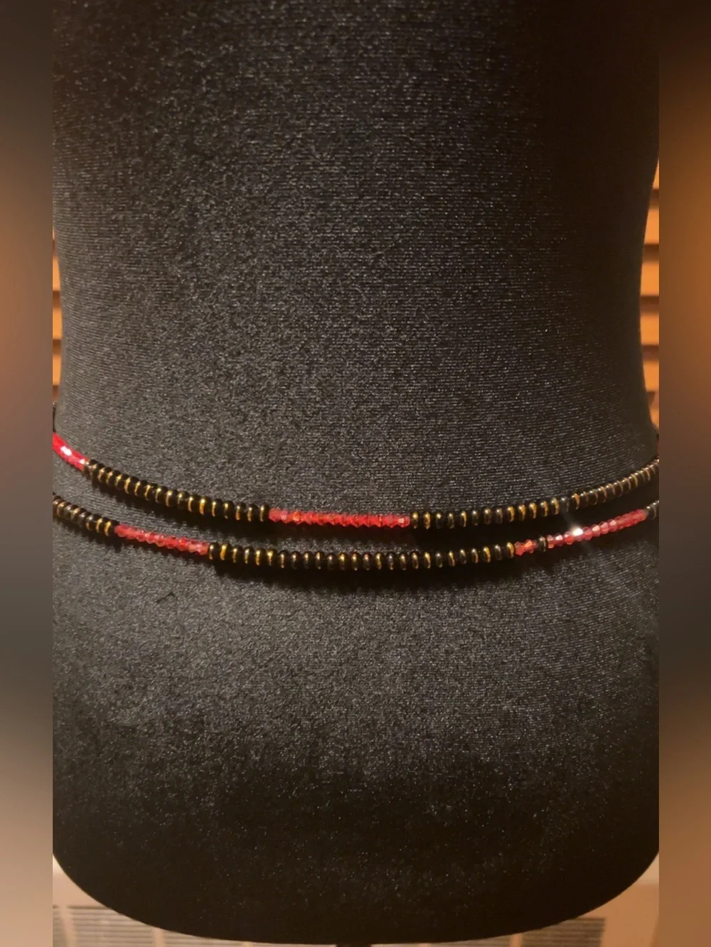 Beaded Multi-Strand Waist Chain with Red Accents handmade